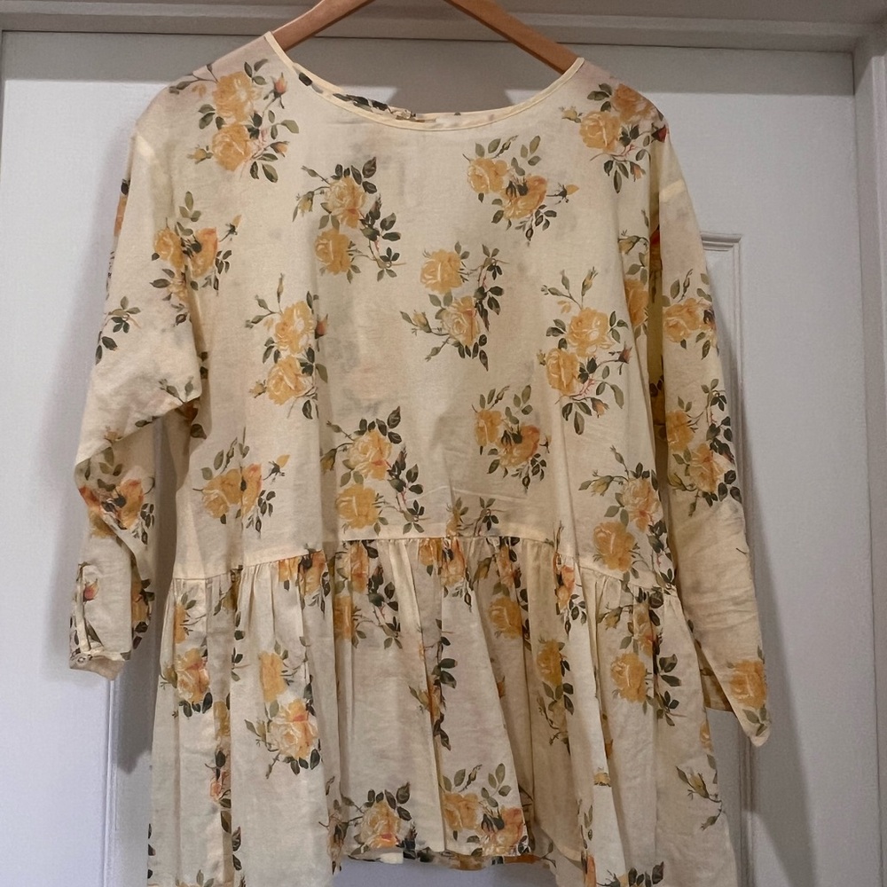 THE GREAT. New, no tags. Floral Cream and Yellow Blouse